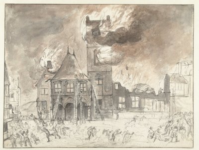 Incendio en el antiguo ayuntamiento de Ámsterdam de Jan Abrahamsz. Beerstraten (possibly)