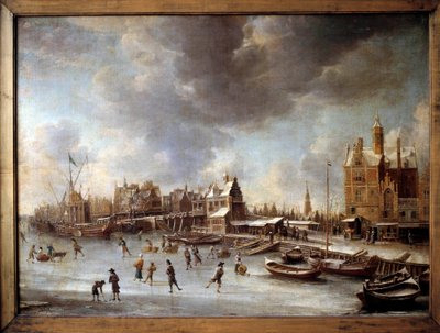 Paisaje de invierno. Patinadores en un lago congelado de Jan Abrahamsz. Beerstraten