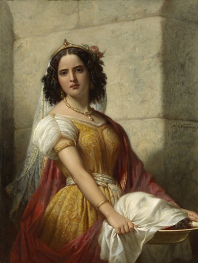 Salomé con la cabeza de Juan el Bautista de Jan Adam Kruseman (signed by artist)