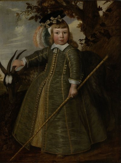 Retrato de un niño con un macho cabrío de Jan Albertsz. Rotius