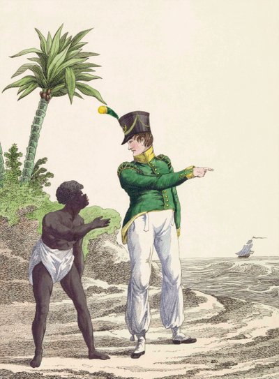 Soldado colonial holandés con un negro de Jan Anthonie (after) Langendijk Dzn