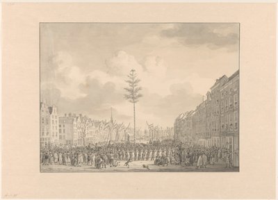 Árbol de la libertad en Grote Markt en Rotterdam, 1795 de Jan Anthonie Langendijk Dzn (possibly)