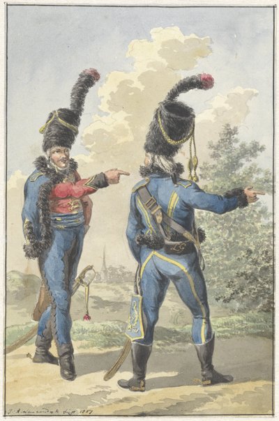 Dos soldados de pie de Jan Anthonie Langendijk Dzn