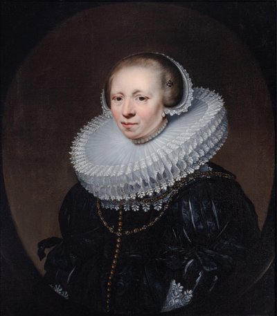 Retrato de una dama en un óvalo pintado de Jan Anthonisz. van Ravesteyn