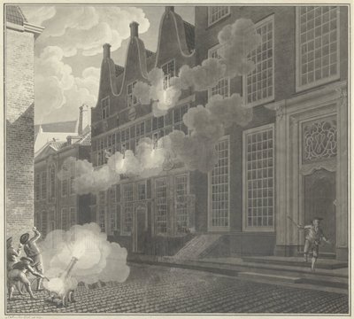 Bombardeo de la casa de Lucas van Steveninck, 1787 de Jan Arends (signed by artist)