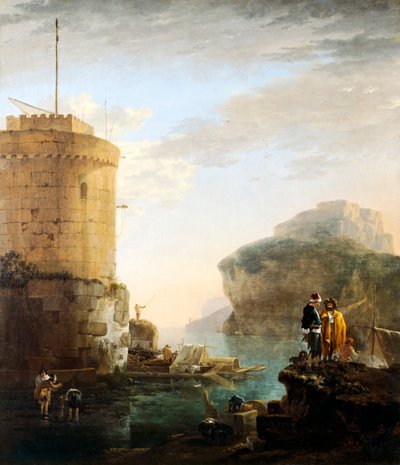 Escena portuaria (óleo sobre lienzo) de Jan Asselijn