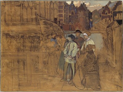 Fiesta de tiro con arco en Amberes en el siglo XVI, c.1850 de Jan August Hendrik Leys
