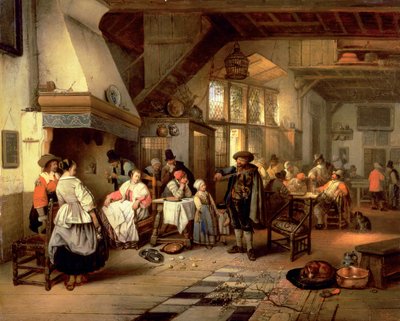 Interior de una taberna con un violinista ciego, 1844 de Jan August Hendrik Leys