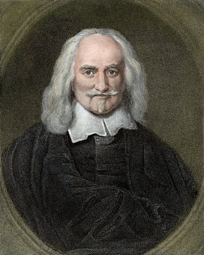 Retrato de Thomas Hobbes (1588-1679) filósofo inglés. Grabado en color del siglo XIX. de Jan Baptist (after) Jaspers