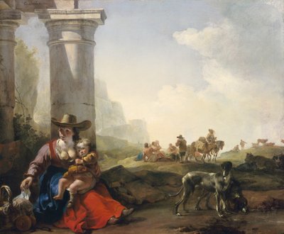 Campesinos italianos entre ruinas, c.1649-50 de Jan Baptist Weenix