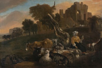 paisaje con pastora de Jan Baptist Weenix