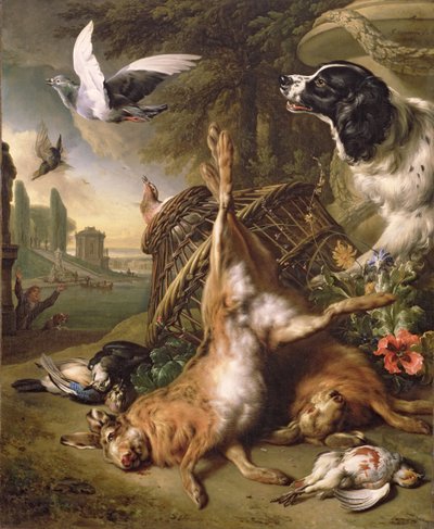 Naturaleza Muerta con Caza Muerta y Liebres de Jan Baptist Weenix