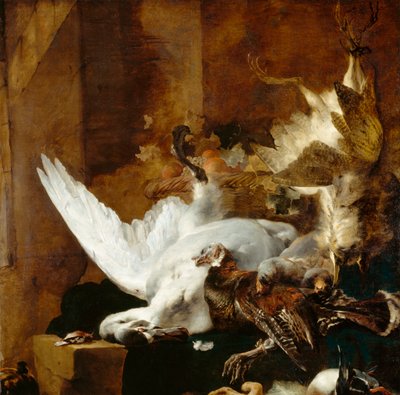 Naturaleza muerta con un cisne muerto de Jan Baptist Weenix