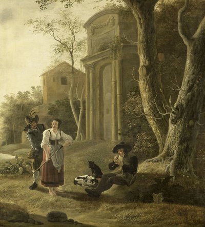 El flautista (Escena del pastor con chirimía
Flautista) de Jan Baptist Wolfaerts