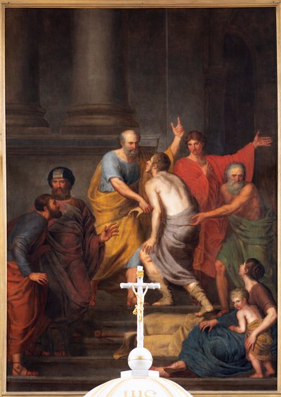Vista interior, altar mayor, cuadro "Petrus y Johannes ayudan a un cojo en el templo", Jan De Landtsheer de Jan Baptiste de Landtsheer