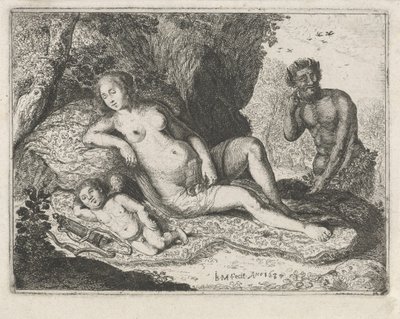 Venus dormida espiada por un sátiro de Jan Barentsz. Muyckens