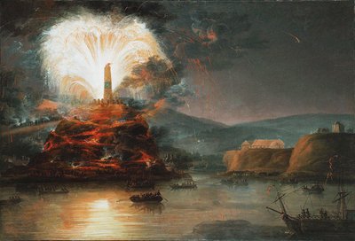 Fuegos artificiales en Kaniow en honor a Catalina II en 1787 de Jan Bogumil Plersch