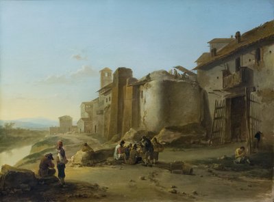 Vista del Tíber, cerca de la ripa bianca 1641 (óleo sobre roble) de Jan Both
