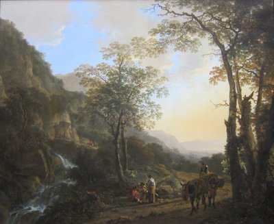 Holandés: Paisaje montañoso meridional con pastores descansando Paisaje a la italiana con viajeros en un sendero de Jan Both