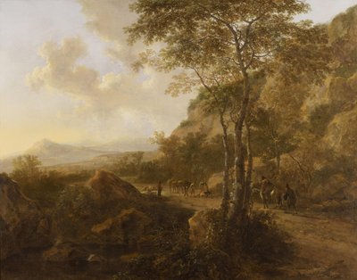 Paisaje de montaña con arrieros en una pista de Jan Both