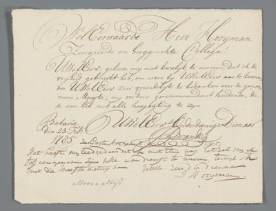 Carta de Jan Brandes al reverendo Hooyman de Jan Brandes