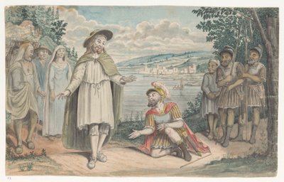 Centurión de Capernaum se arrodilla ante Cristo de Jan Brandes