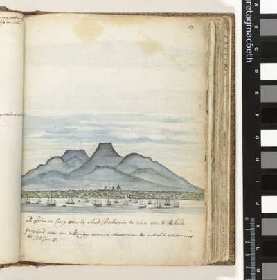 La Montaña Azul sobre la ciudad de Batavia se puede ver desde el Rheede de Jan Brandes