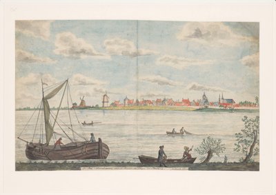 La ciudad de Schoonhoven en el río Rin en Holanda (título sobre objeto) de Jan Brandes