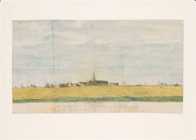 El pueblo de Overdiem cerca de Ámsterdam en el Zuyderzee, visto desde el lado de la tierra (título sobre el objeto) de Jan Brandes