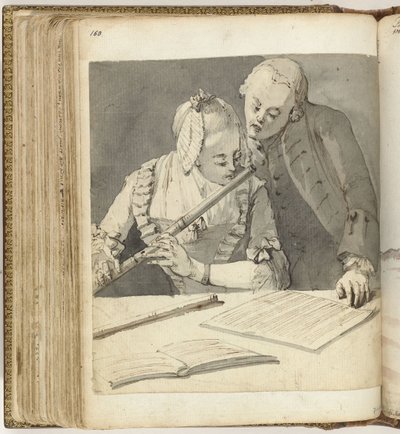 hombre y mujer con flauta de Jan Brandes