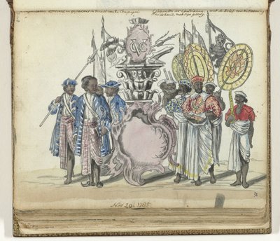Soldados cingaleses al servicio de la VOC y enviados del rey de Kandy de Jan Brandes