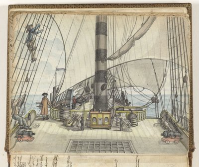 La cubierta de un barco de la Compañía Holandesa de las Indias Orientales de Jan Brandes