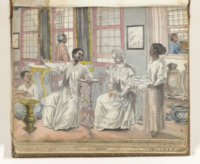 Visita de té en una casa europea en Batavia de Jan Brandes