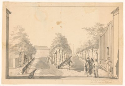Jardín y entrada de una casa de campo en Tandjong Priok de Jan Brandes