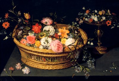 Cesta de Flores y Cáliz en Plata Dorada, bodegón de Jan Bruegel the Younger