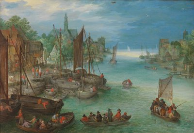 Vista de una ciudad a lo largo de un río
Vista de una ciudad junto a un río de Jan Brueghel (I) (attributed to)