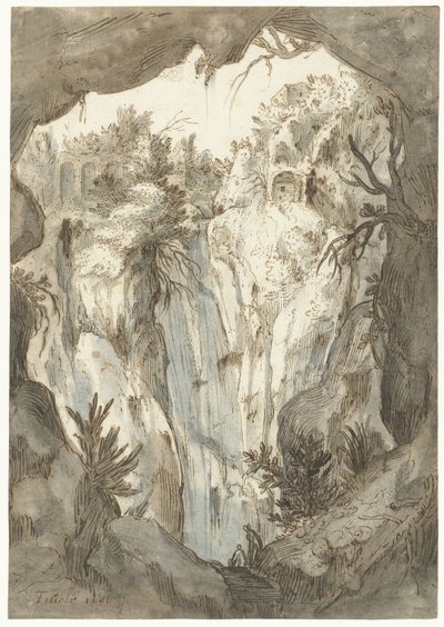 La cascada de Tivoli vista desde una cueva de Jan Brueghel (I) (attributed to)