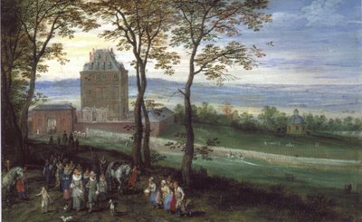 Archiduque Alberto e Isabel ante el Castillo Mariemont de Jan Brueghel the Elder