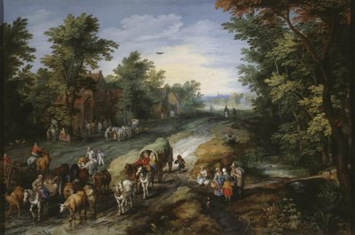 Carretera en los alrededores de una ciudad de Jan Brueghel the Elder