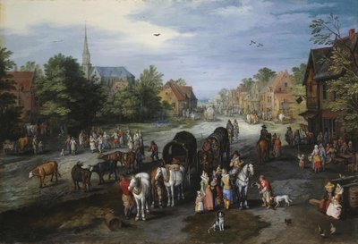 Vista del pueblo de Schelle (calle del pueblo) de Jan Brueghel the Elder
