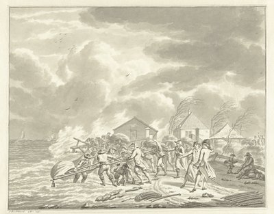 La inundación del Diemerzeedijk cerca de Amsterdam, 1776 de Jan Bulthuis (signed by artist)