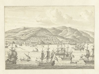 La flota holandesa frente a la costa de una tierra extranjera de Jan Bulthuis