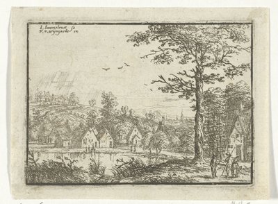 Casas a lo largo de un lago de Jan Carel Immenraet