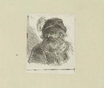 Bebaarde hombre pone pluimhoed The Compleat Work of Etchings de John Chalon / Oeuvre Complette des Eaux Fortes par Jean Chalon (título de la serie) de Jan Chalon