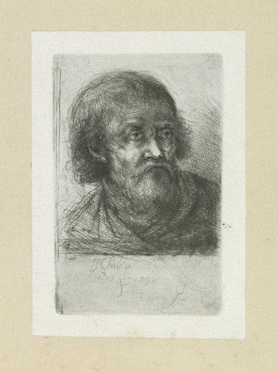 Bebaarde hombre, naar a la derecha The Compleat Work of Etchings de John Chalon / Oeuvre Complette des Eaux Fortes par Jean Chalon (título de la serie) de Jan Chalon