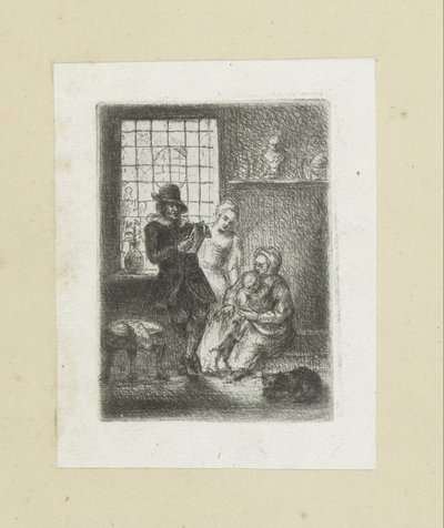Interior pone een gezin The Compleat Work of Etchings de John Chalon / Oeuvre Complette des Eaux Fortes par Jean Chalon (título de la serie) de Jan Chalon
