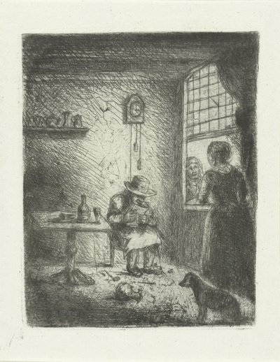 Interior con hombre leyendo de Jan Chalon