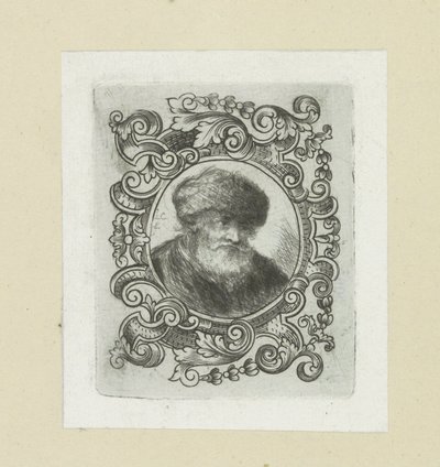 Oude man met bonthoed in ornamentrand The Compleat Work of Etchings de John Chalon / Oeuvre Complette des Eaux Fortes par Jean Chalon (título de la serie) de Jan Chalon