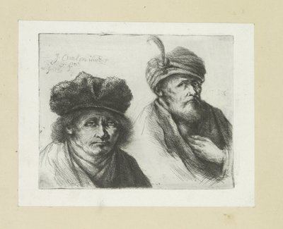 Twee mannen pone azada en tulband The Compleat Work of Etchings de John Chalon / Oeuvre Complette des Eaux Fortes par Jean Chalon (título de la serie) de Jan Chalon