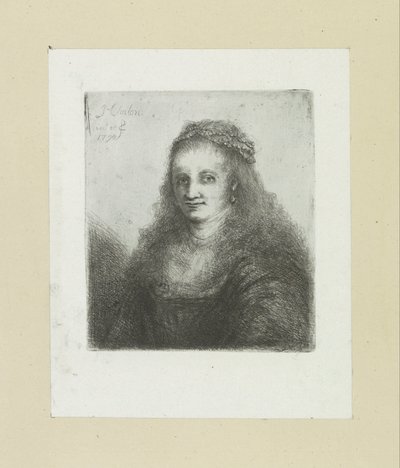 Mujer con un collar de perlas en el pelo The Compleat Work of Etchings de John Chalon / Oeuvre Complette des Eaux Fortes de Jean Chalon (título de la serie) de Jan Chalon
